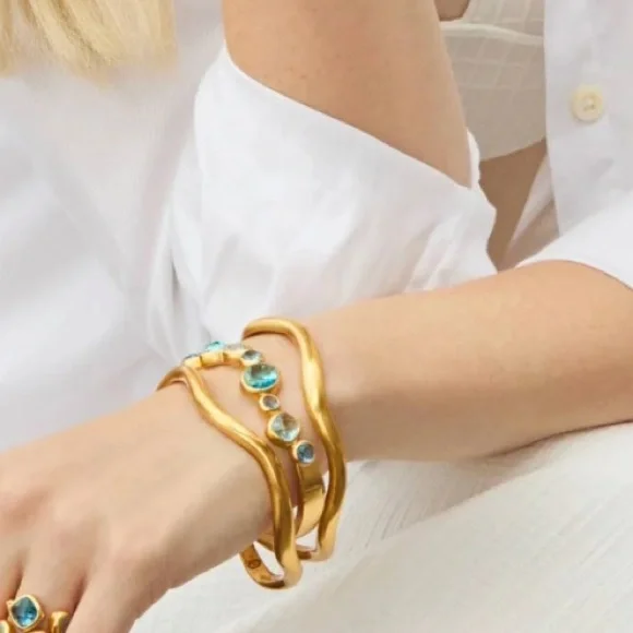 $275 Julie Vos Kaleidoscope Hinge Bangle Bahamian Blue - Picture 2 of 12